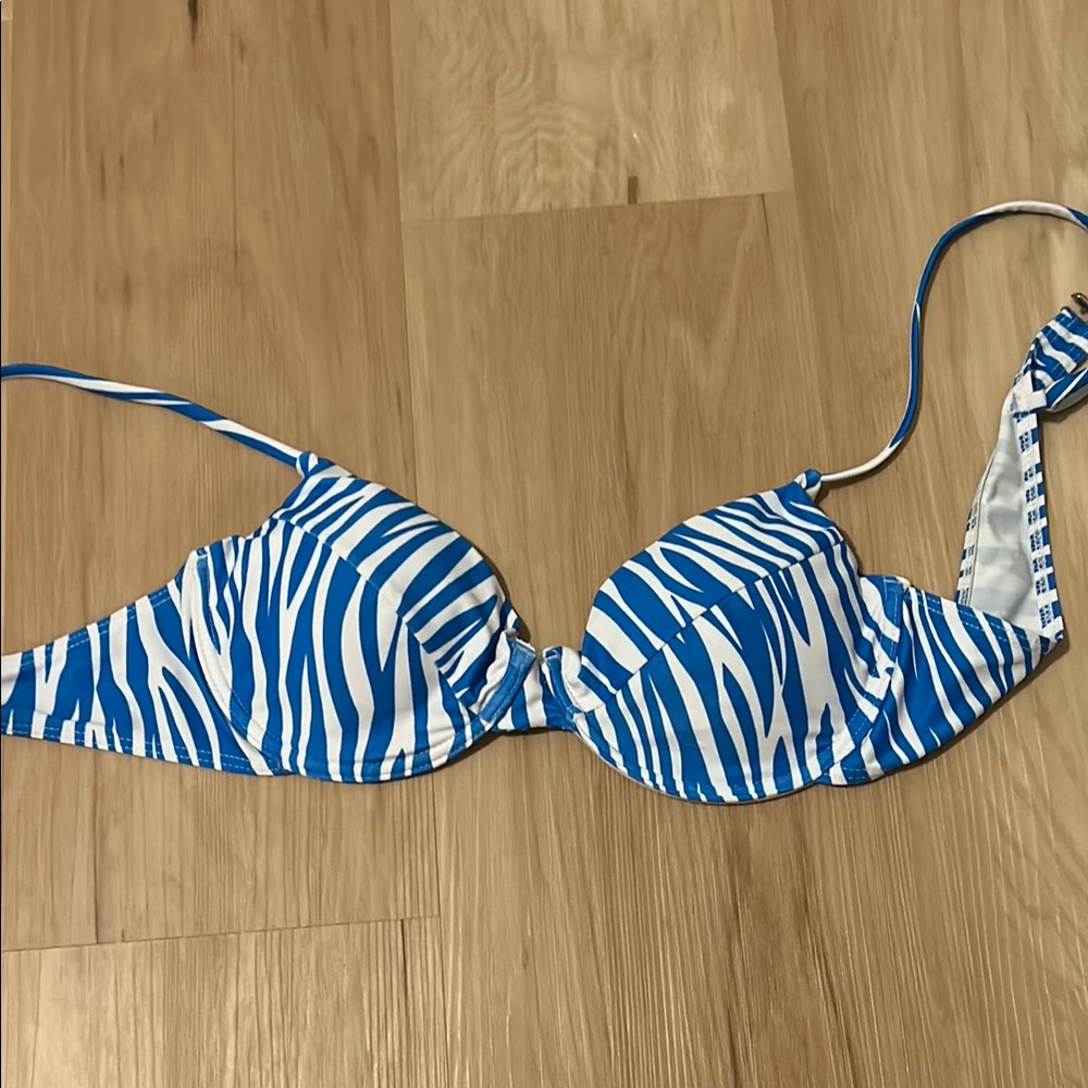 Target Blue and White Bikini Top